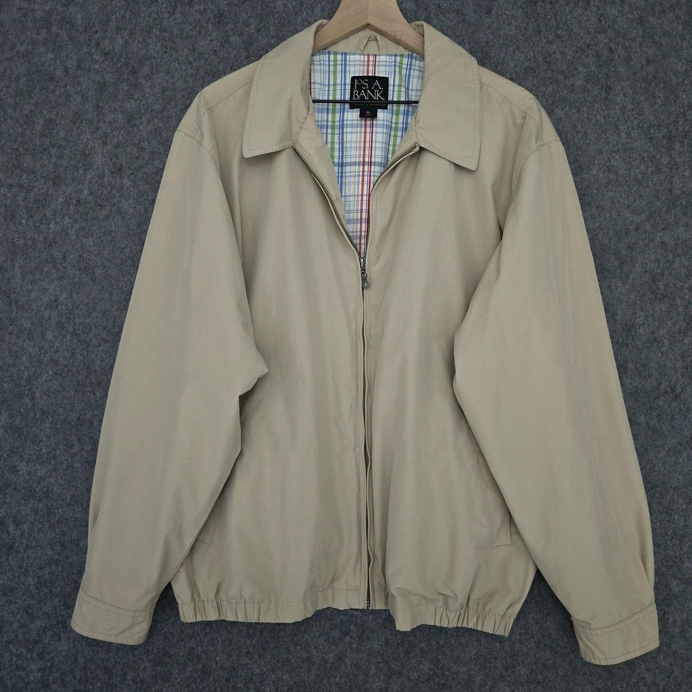 Jos. A. Bank Jacket Mens‎ XL Beige Traveler's Collection Windbreaker Harrington